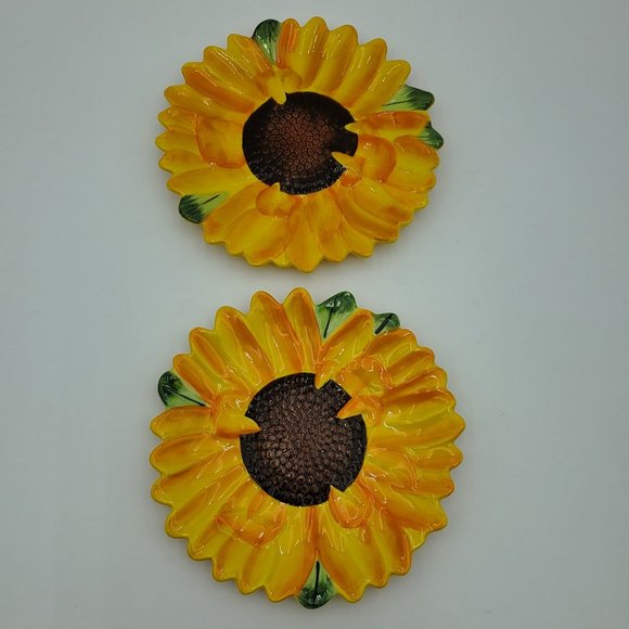 Pier 1 Sunflower Plates 7" Appetizer Dessert Side Salad Display Flower Plates - Picture 2 of 8